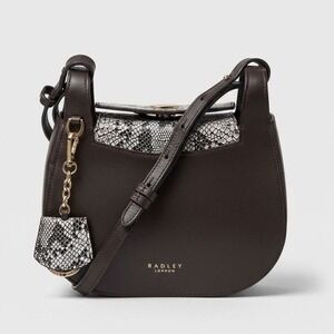 Radley London Brown Leather Snake Print Crossbody Bag